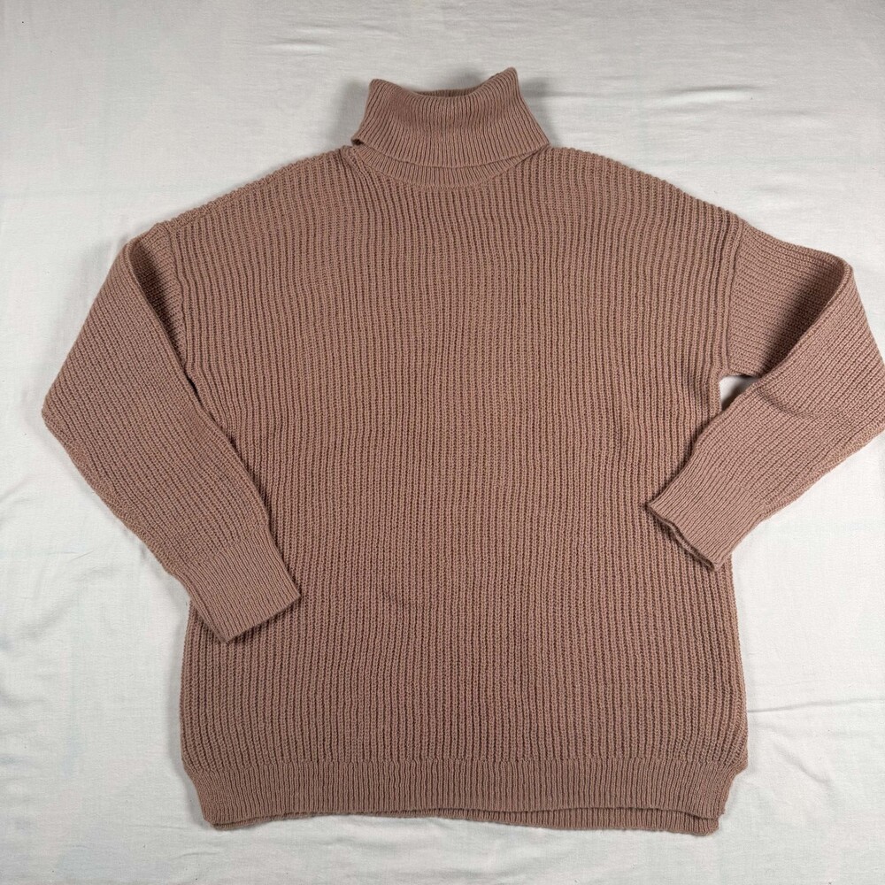Maurices Dusty Rose Ribbed Turtleneck Sweater Womens M Oversized Slouchy Pink